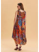 Boat Neck Loose Cut Orange Casual Dress 4665